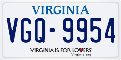 VA license plate VGQ9954