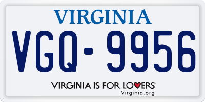VA license plate VGQ9956