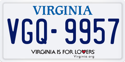 VA license plate VGQ9957