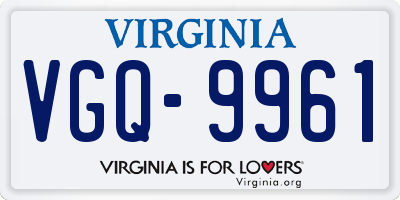 VA license plate VGQ9961