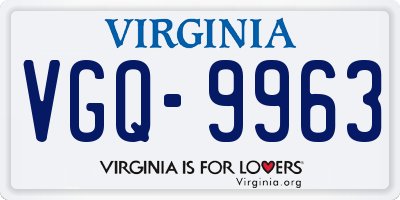 VA license plate VGQ9963