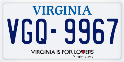 VA license plate VGQ9967
