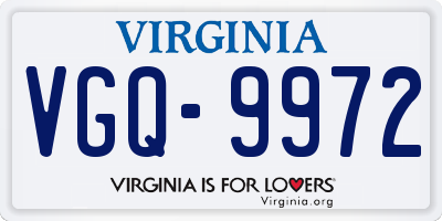 VA license plate VGQ9972
