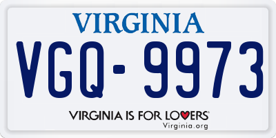 VA license plate VGQ9973