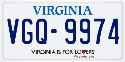 VA license plate VGQ9974