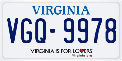 VA license plate VGQ9978