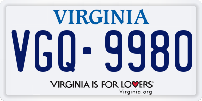 VA license plate VGQ9980