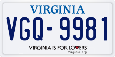 VA license plate VGQ9981