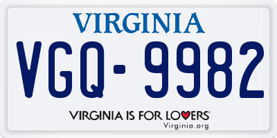 VA license plate VGQ9982
