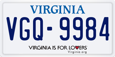 VA license plate VGQ9984