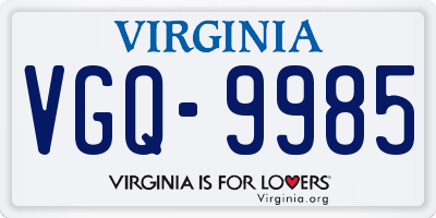 VA license plate VGQ9985