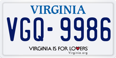 VA license plate VGQ9986