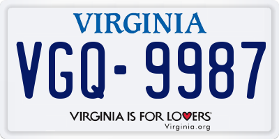 VA license plate VGQ9987