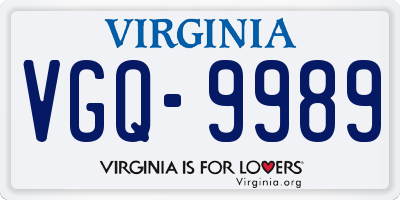 VA license plate VGQ9989