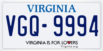 VA license plate VGQ9994
