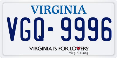 VA license plate VGQ9996