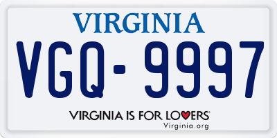 VA license plate VGQ9997