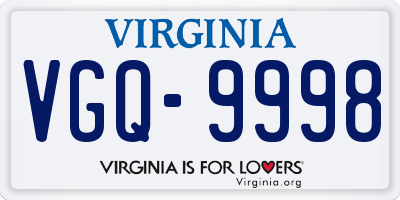 VA license plate VGQ9998