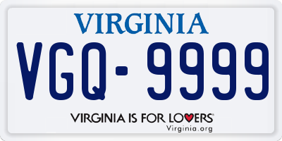 VA license plate VGQ9999