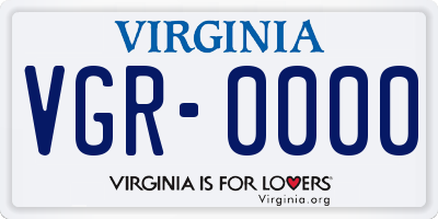 VA license plate VGR0000