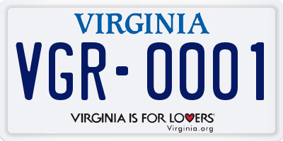 VA license plate VGR0001