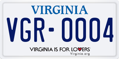 VA license plate VGR0004
