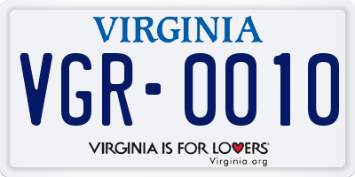VA license plate VGR0010