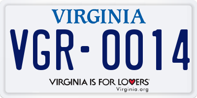 VA license plate VGR0014