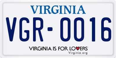 VA license plate VGR0016