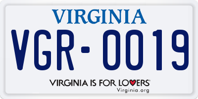 VA license plate VGR0019