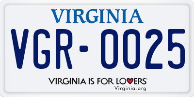 VA license plate VGR0025
