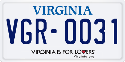 VA license plate VGR0031