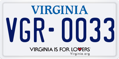 VA license plate VGR0033