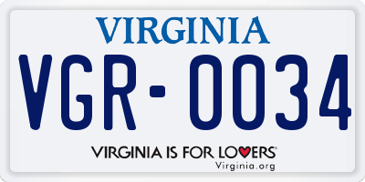 VA license plate VGR0034