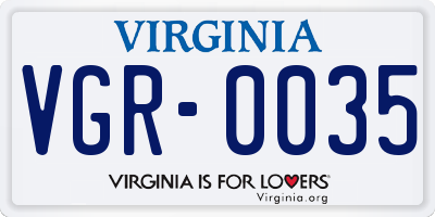 VA license plate VGR0035
