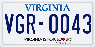 VA license plate VGR0043