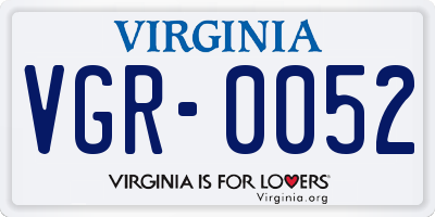 VA license plate VGR0052