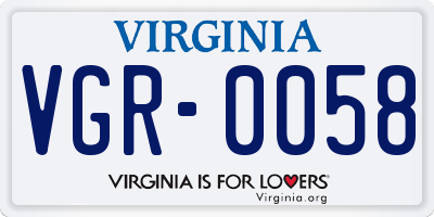 VA license plate VGR0058