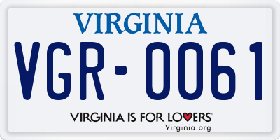VA license plate VGR0061