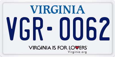 VA license plate VGR0062