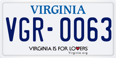 VA license plate VGR0063
