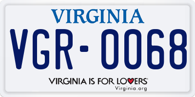 VA license plate VGR0068