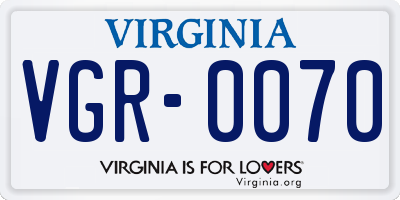 VA license plate VGR0070