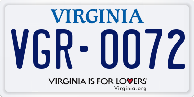 VA license plate VGR0072