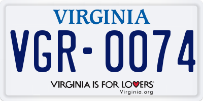 VA license plate VGR0074