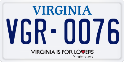 VA license plate VGR0076