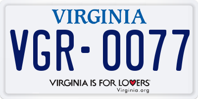 VA license plate VGR0077