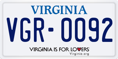 VA license plate VGR0092