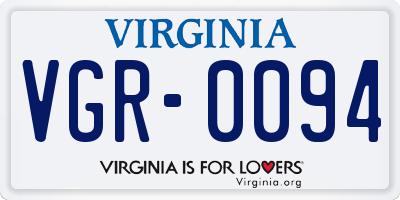 VA license plate VGR0094