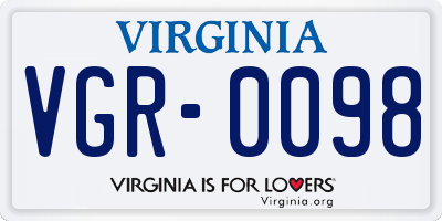 VA license plate VGR0098